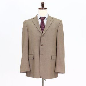 Hart Schaffner Marx 42L Brown Solid 3-Button Sport Coat Blazer Jacket V7…